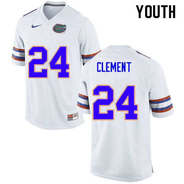 Youth #24 Iverson Clement Florida Gators College Football Jerseys White